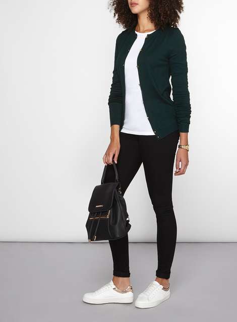 **Tall Olive Gold Button Cardigan